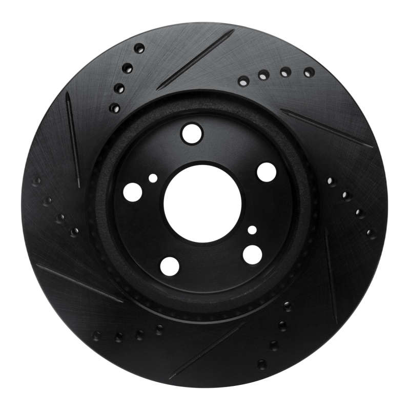 Lexus HS250H Brake Rotor (1) - Front Right - R1 Concepts - Drilled & Slotted - Black - `06-`18